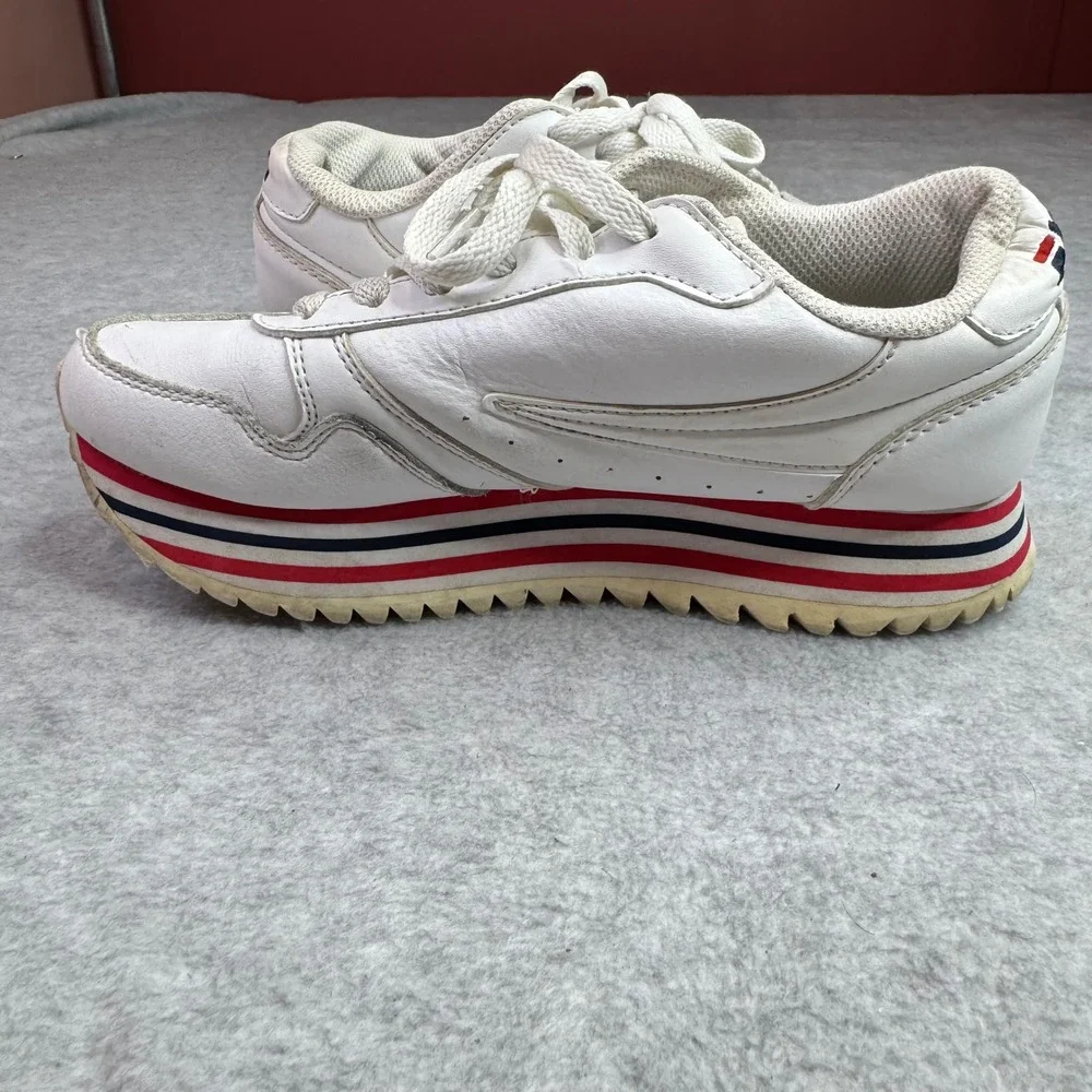 Fila Women 5.5 Disruptor Platform Sneakers White Navy Red Striped 5RM01052-125‎